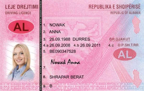 Albanian driving license