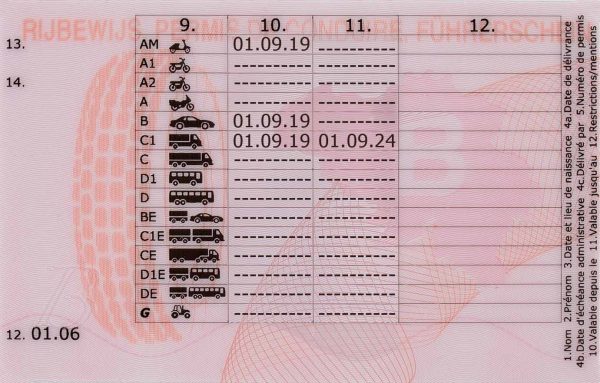 Belgian driving license.