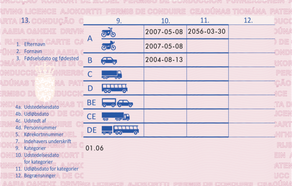 Danish driving license.