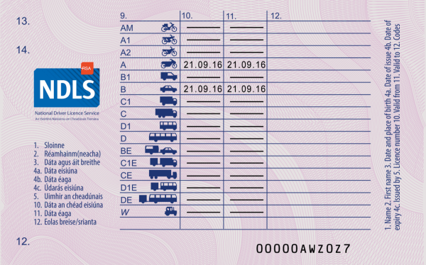 Irish Driving license.