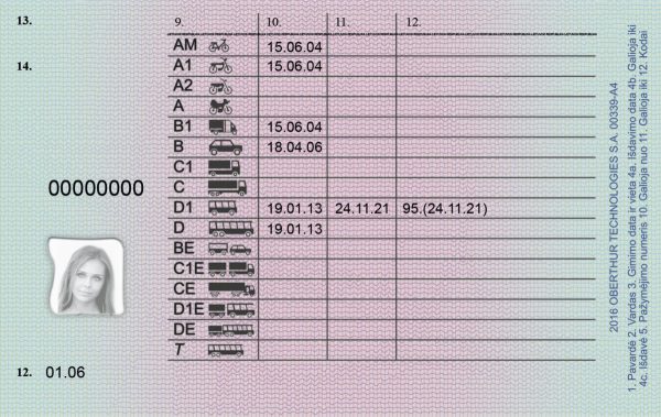 Lithuanian Driving license.