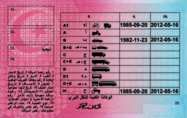 Tunisian Driving license.